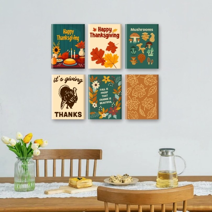 6 Mini Paintings -  Autumn & Thanksgiving Set