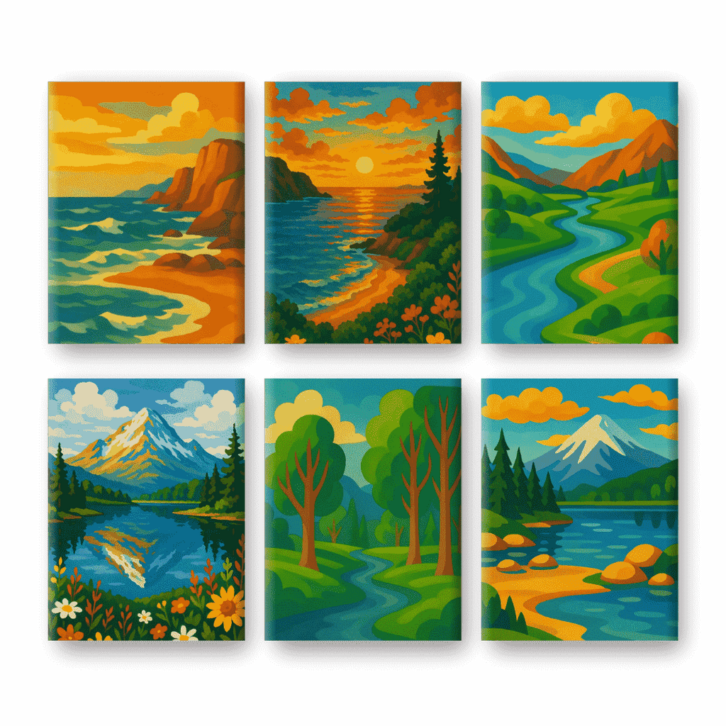 6 Mini Paintings - Beautiful Landscapes Set