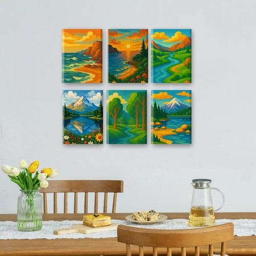 6 Mini Paintings - Beautiful Landscapes Set