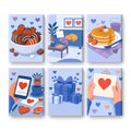 6 Mini Paintings - Blue Valentine Set