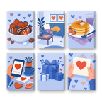 6 Mini Paintings - Blue Valentine Set