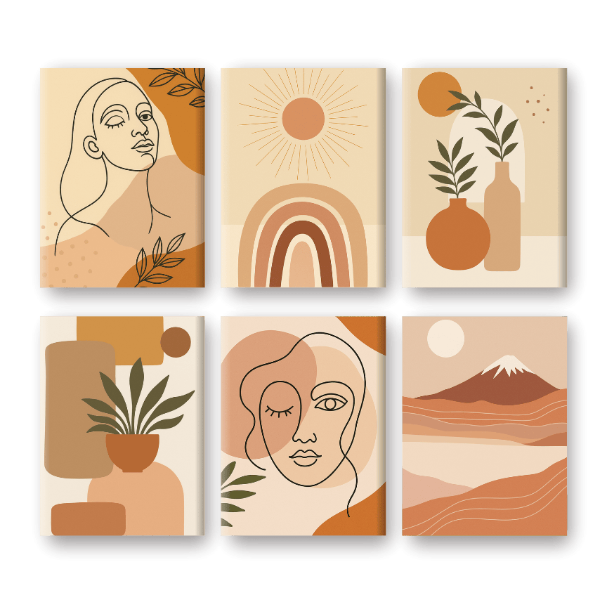 6 Mini Paintings - Boho Set