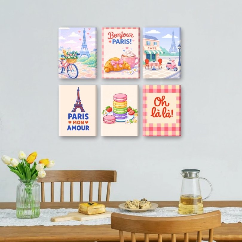 6 Mini Paintings - Bonjour Paris Set