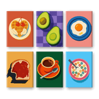 6 Mini Paintings - Breakfast & Coffee Set
