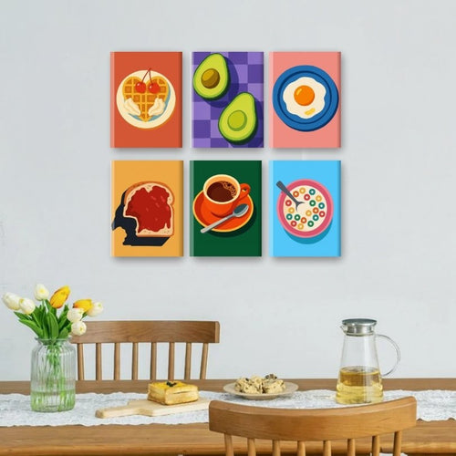 6 Mini Paintings - Breakfast & Coffee Set