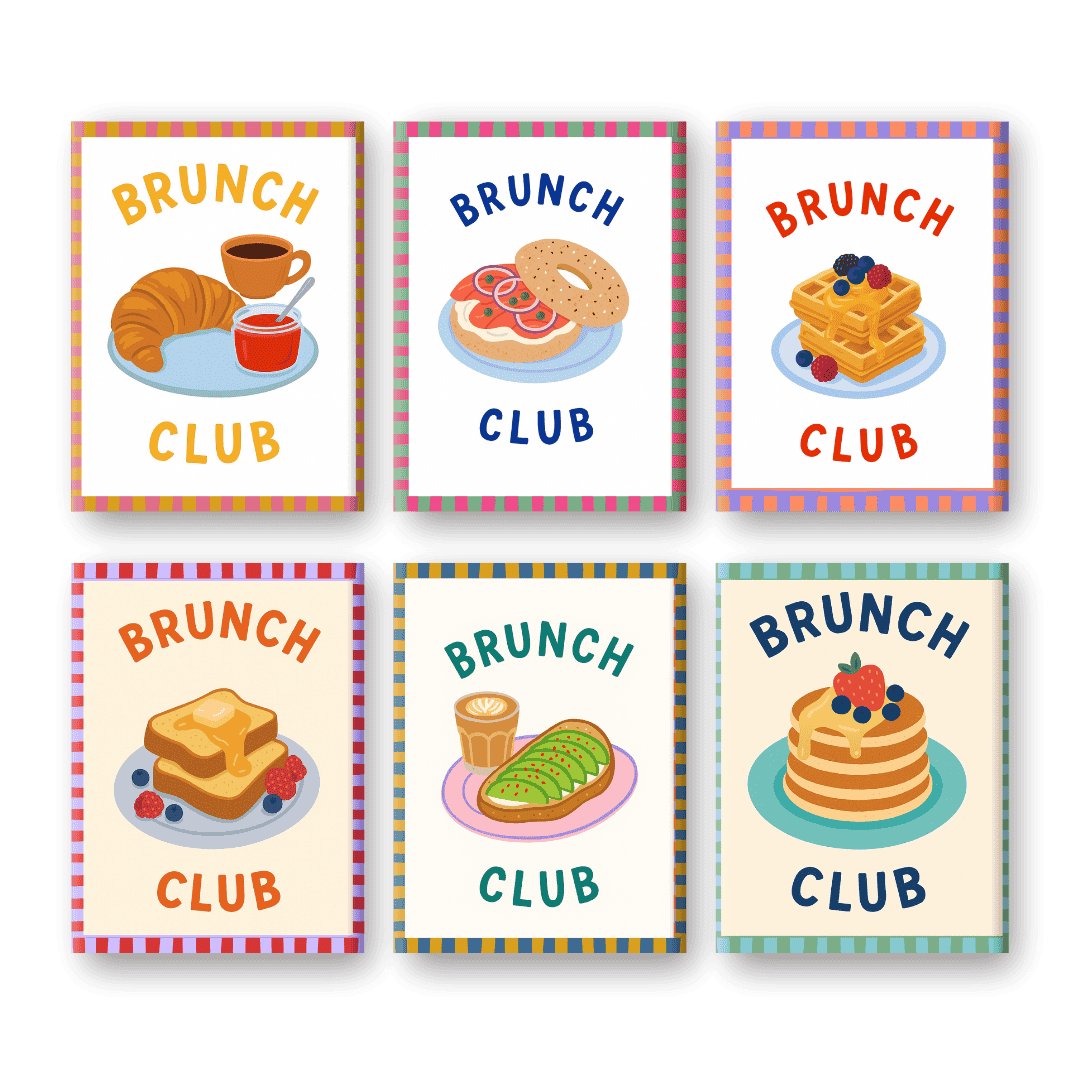 6 Mini Paintings - Brunch Club Set