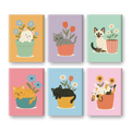 6 Mini Paintings -  Cats & Flowers Set