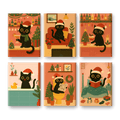 6 Mini Paintings - Christmas Cat Set
