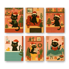 6 Mini Paintings - Christmas Cat Set