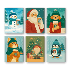 6 Mini Paintings - Christmas Coffee Friends Set