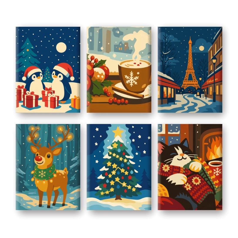 6 Mini Paintings - Christmas Eve Set