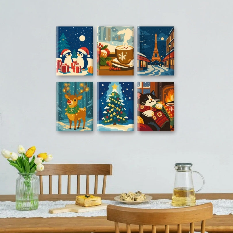 6 Mini Paintings - Christmas Eve Set