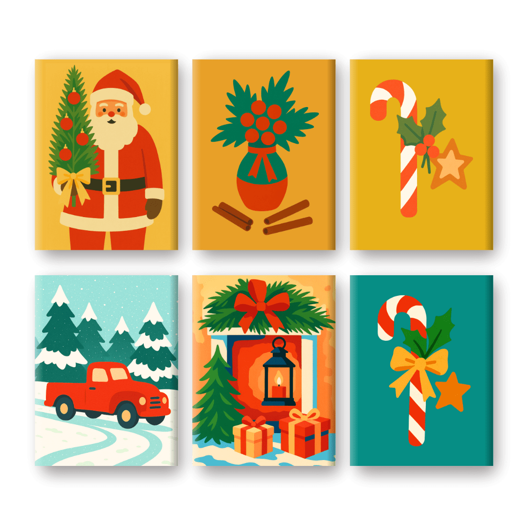 6 Mini Paintings | Christmas Joy Set