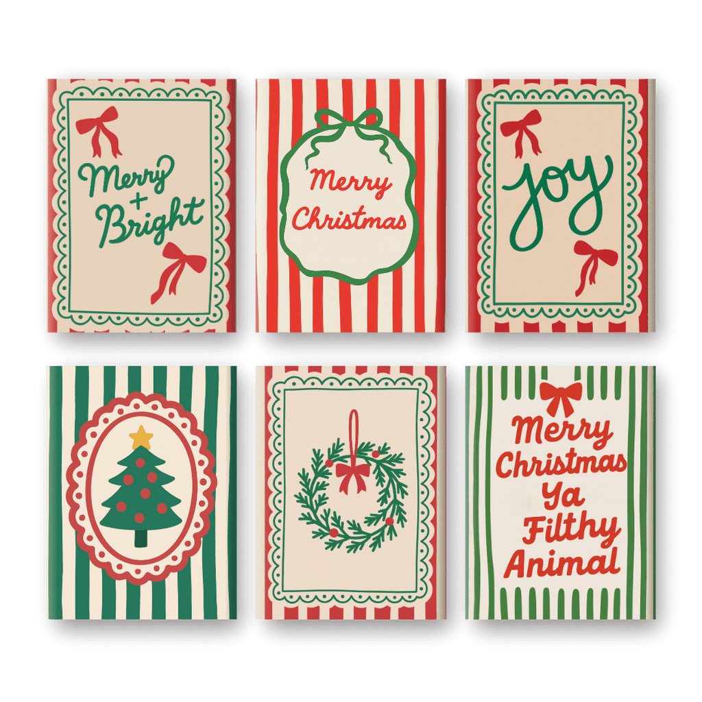 6 Mini Paintings - Christmas Stripes Set