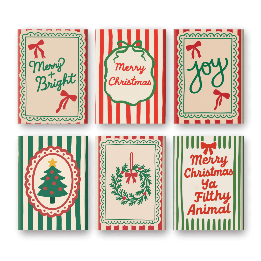 6 Mini Paintings - Christmas Stripes Set