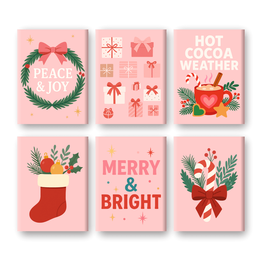 6 Mini Paintings -  Christmas Season Set