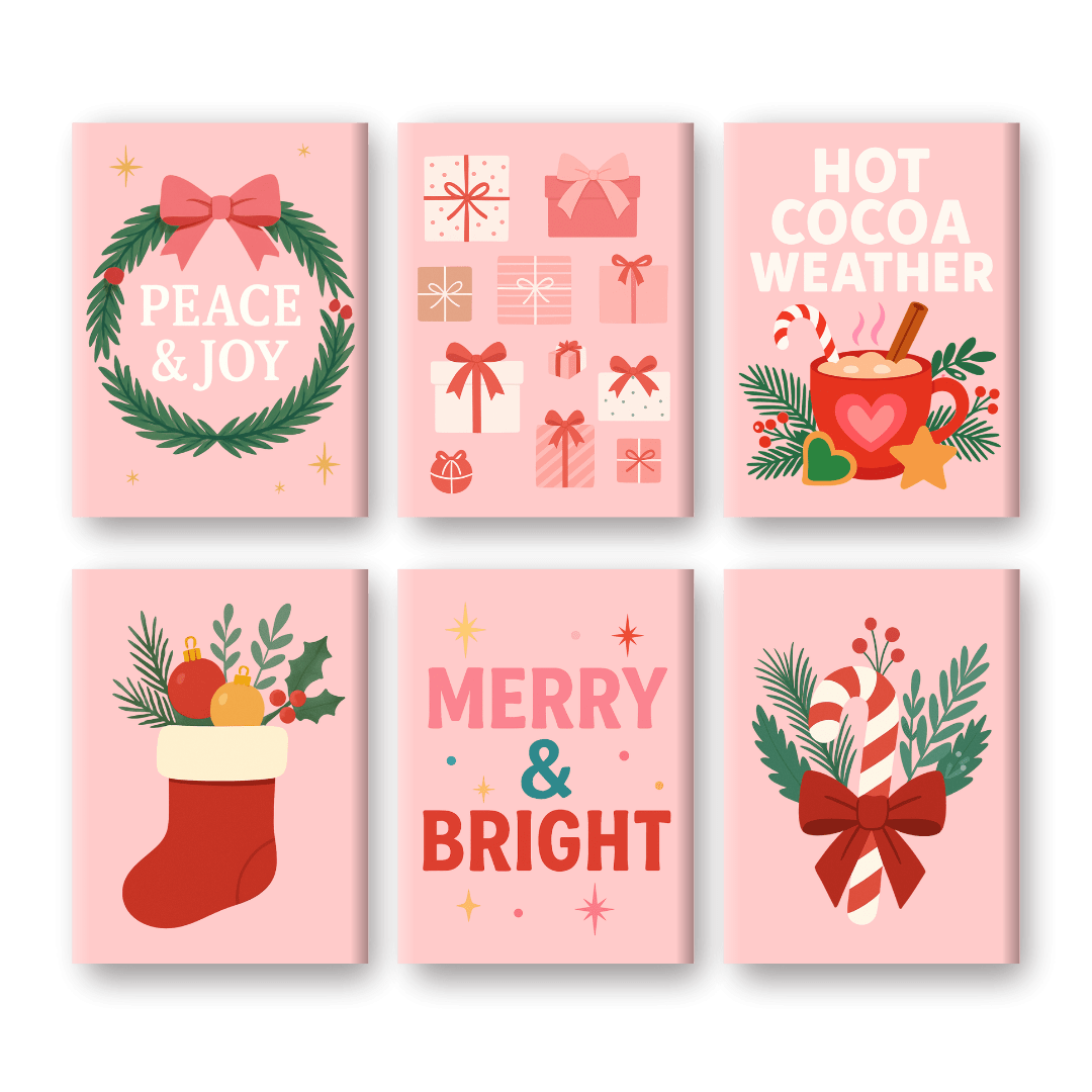 6 Mini Paintings -  Christmas Season Set