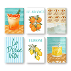 6 Mini Paintings - Citrus & Sea Set