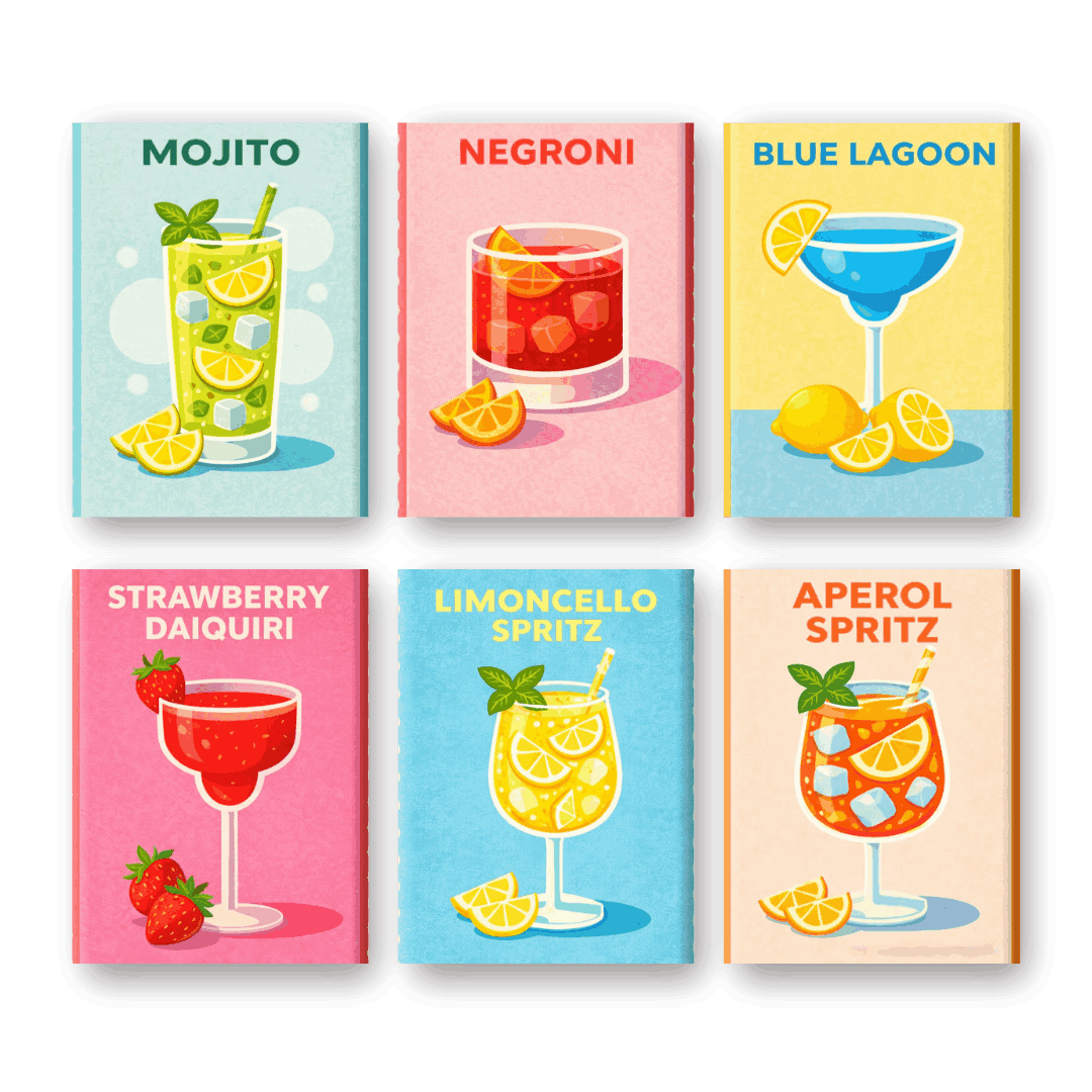 6 Mini Paintings - Cocktail Classics Set