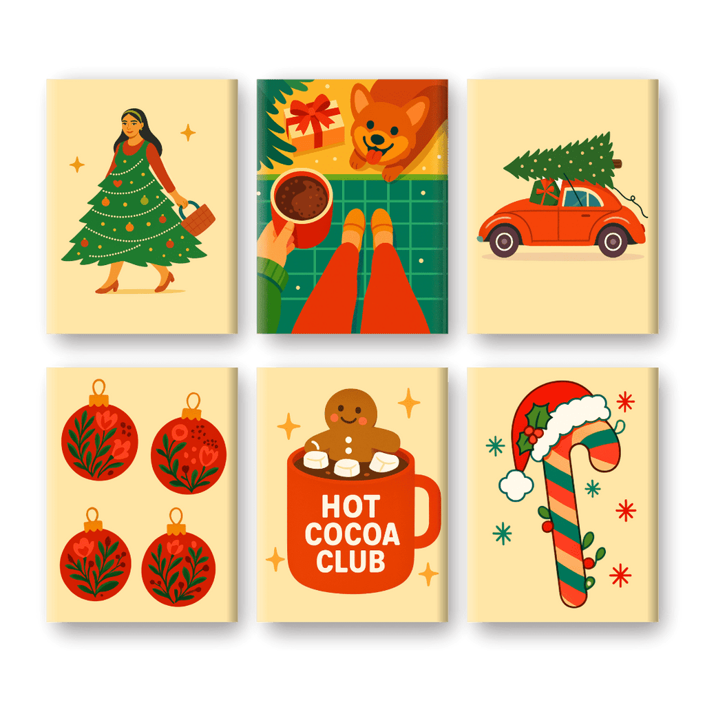 6 Mini Paintings | Cocoa & Christmas Set
