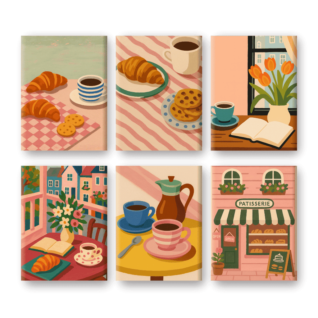 6 Mini Paintings - Coffee & breakfast Set