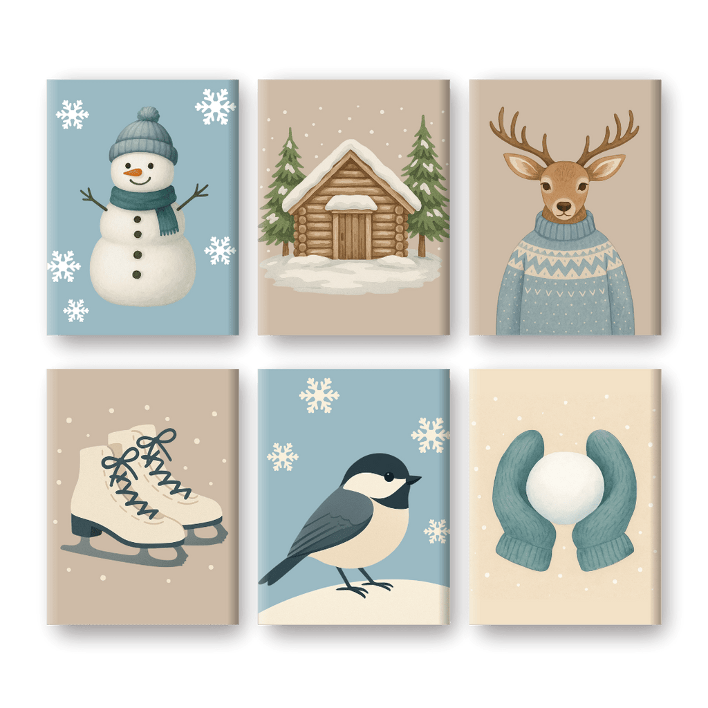 6 Mini Paintings - Cold Winter Set