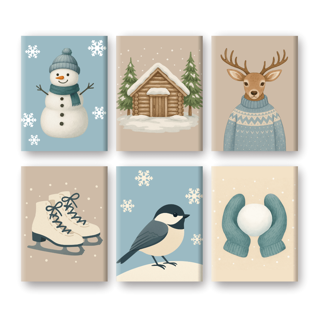 6 Mini Paintings - Cold Winter Set