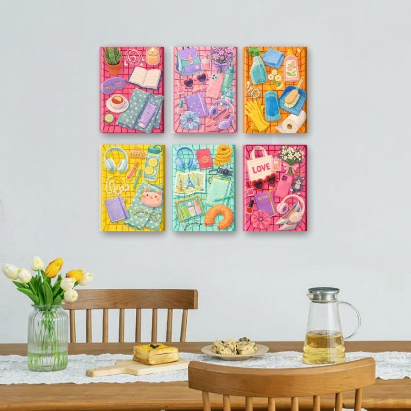 6 Mini Paintings - Colorful Essentials Set