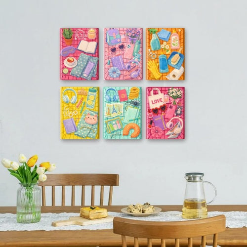 6 Mini Paintings - Colorful Essentials Set