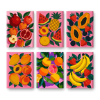 6 Mini Paintings - Colorful Fruit Set