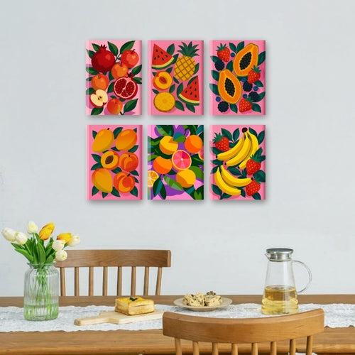 6 Mini Paintings - Colorful Fruit Set