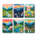 6 Mini Paintings - Colorful Landscapes Set