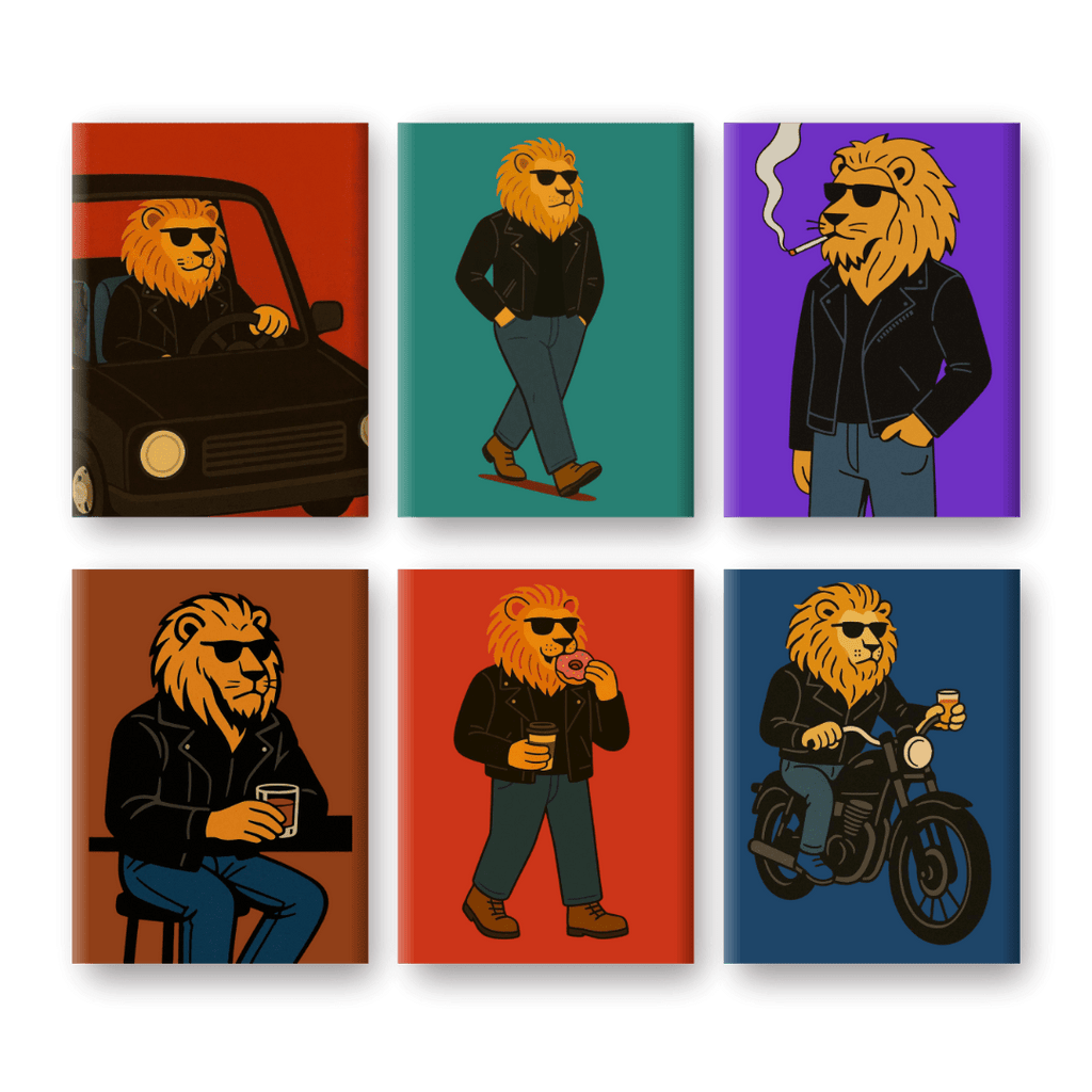 6 Mini Paintings - Cool Lion Set