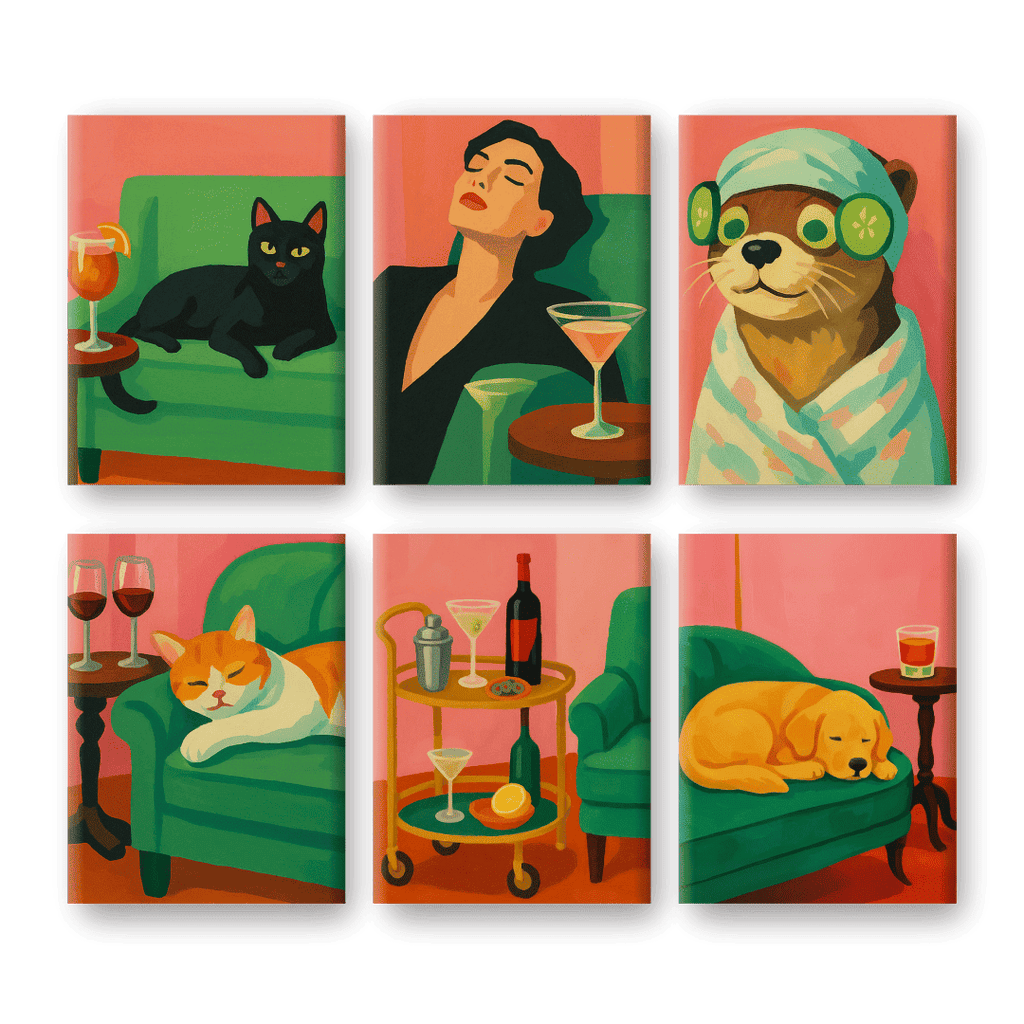 6 Mini Paintings - Cozy Vibes Set