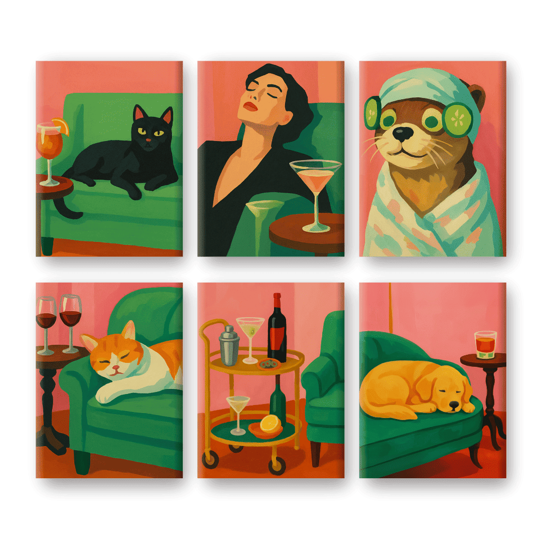 6 Mini Paintings - Cozy Vibes Set