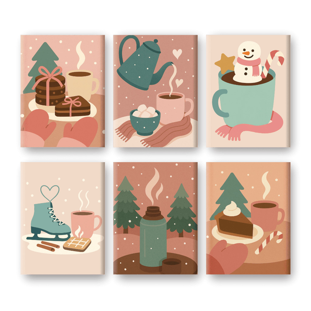 6 Mini Paintings - Cozy Winter Set