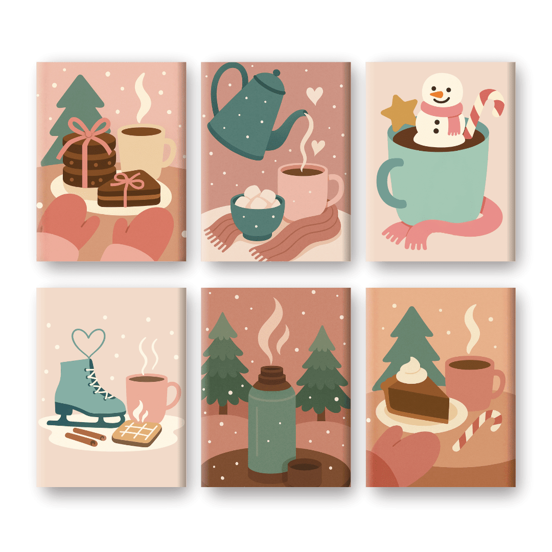 6 Mini Paintings - Cozy Winter Set