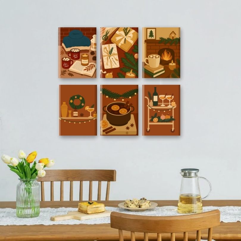 6 Mini Paintings - Cozy Winter Set