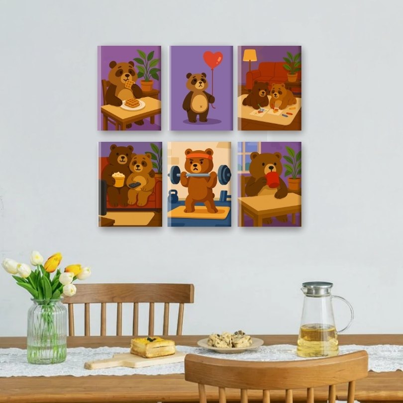 6 Mini Paintings - Cute Bears Set