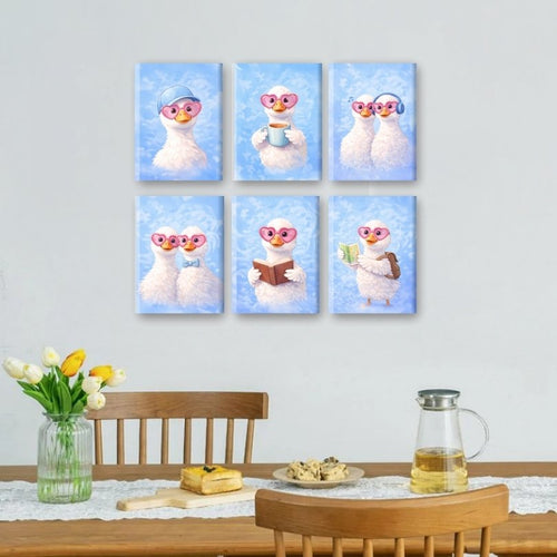 6 Mini Paintings - Cute Goose Set