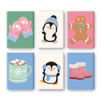 6 Mini Paintings - Cute Winter Set