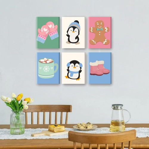 6 Mini Paintings - Cute Winter Set