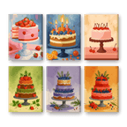 6 Mini Paintings - Delicious Cakes Set