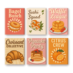 6 Mini Paintings - Delicious Food Set