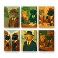 6 Mini Paintings | Detective Cat & Dog Set