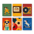 6 Mini Paintings | Dogs & Disco Set