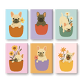 6 Mini Paintings -  Dogs & Flowers Set