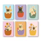 6 Mini Paintings -  Dogs & Flowers Set