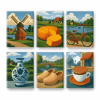 6 Mini Paintings - Dutch Landscapes Set