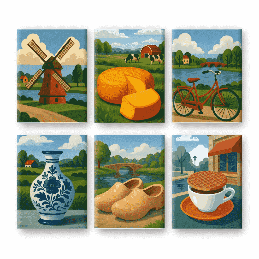 6 Mini Paintings - Dutch Landscapes Set